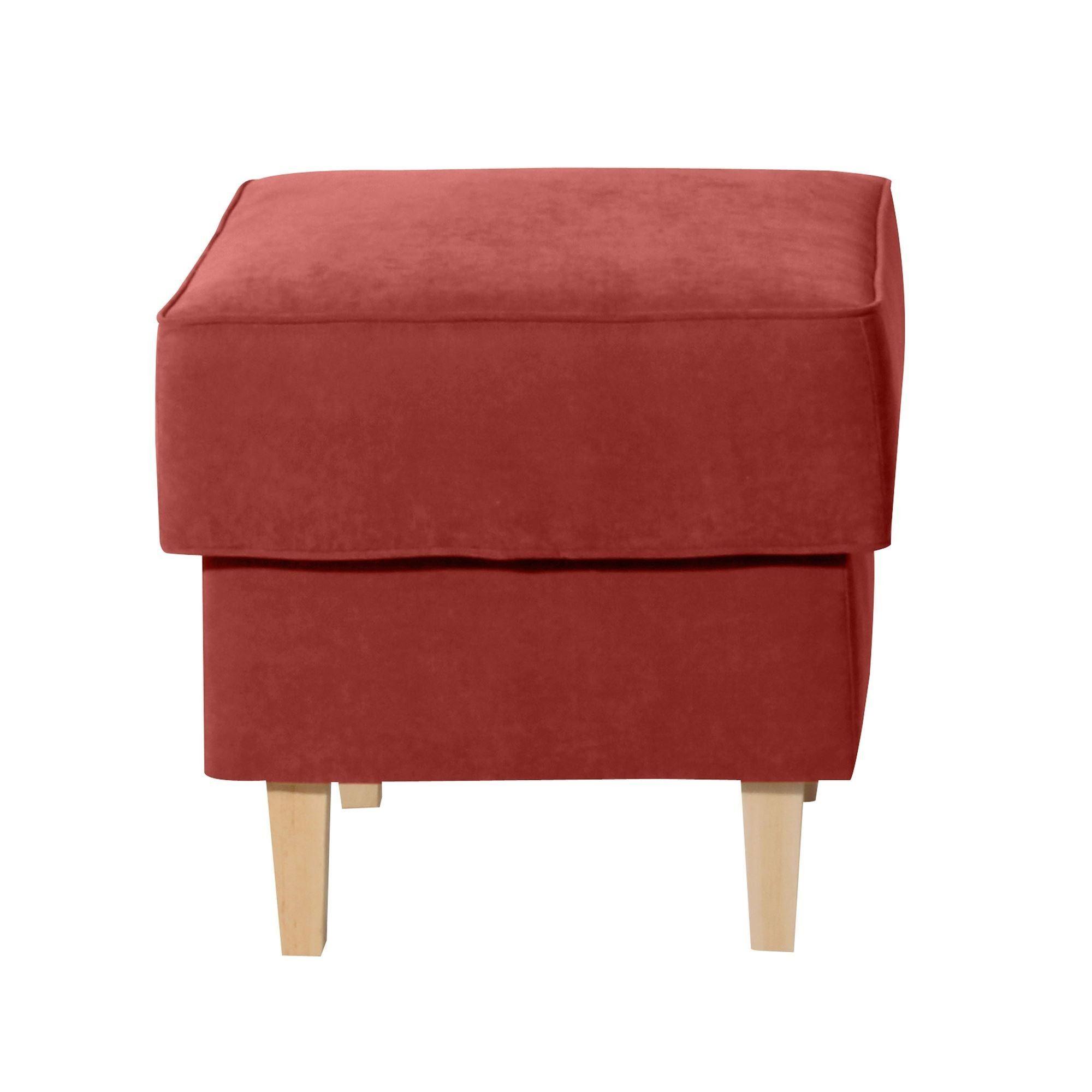 HOCKER Karlen Bezug Veloursstoff Buche natur / terracotta - Buchefarben/Terracotta, Kunststoff (53/45/53cm) - 58aufmkessel