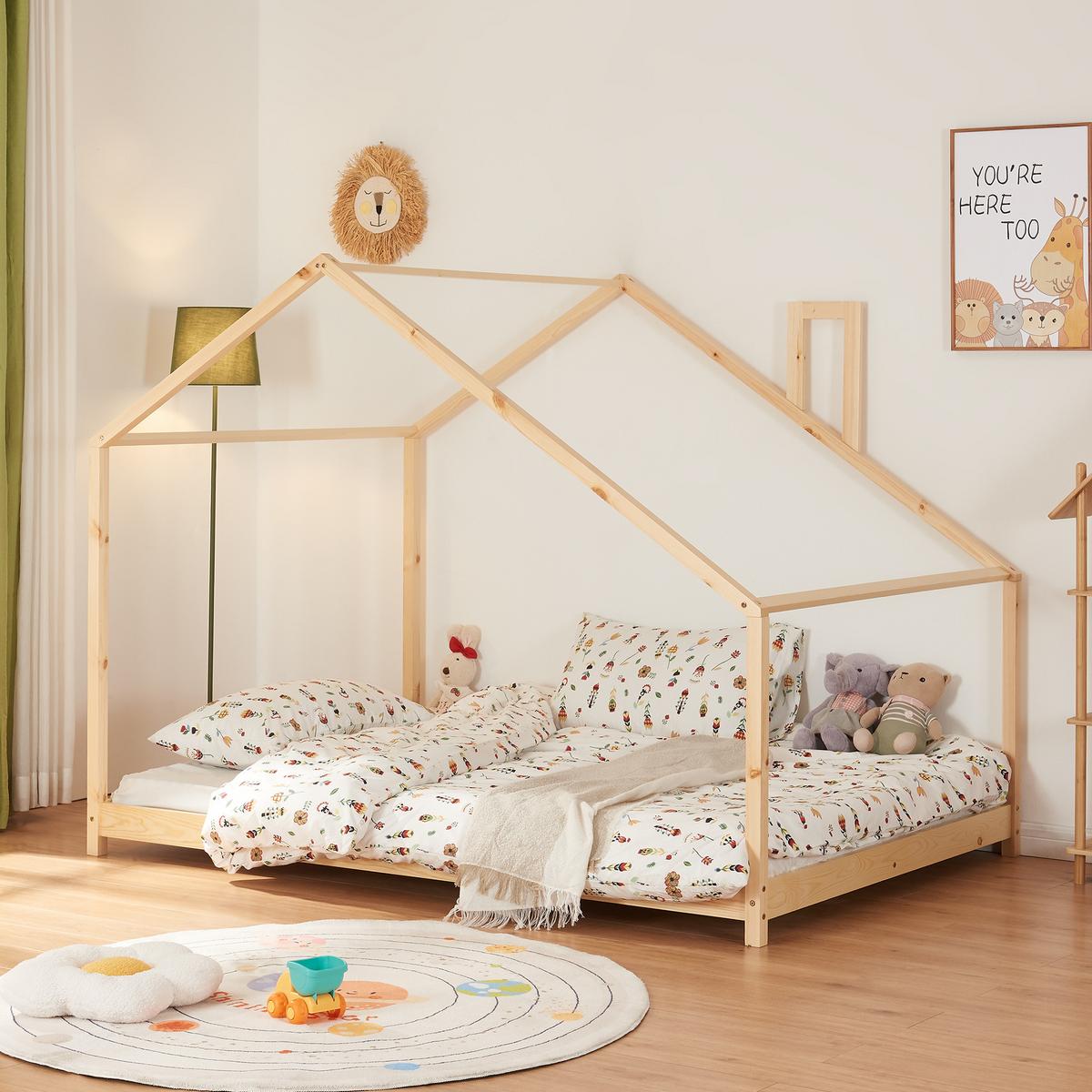 KINDERBETT Siuntio - Naturfarben, Holz (140/200cm) - [en.casa]