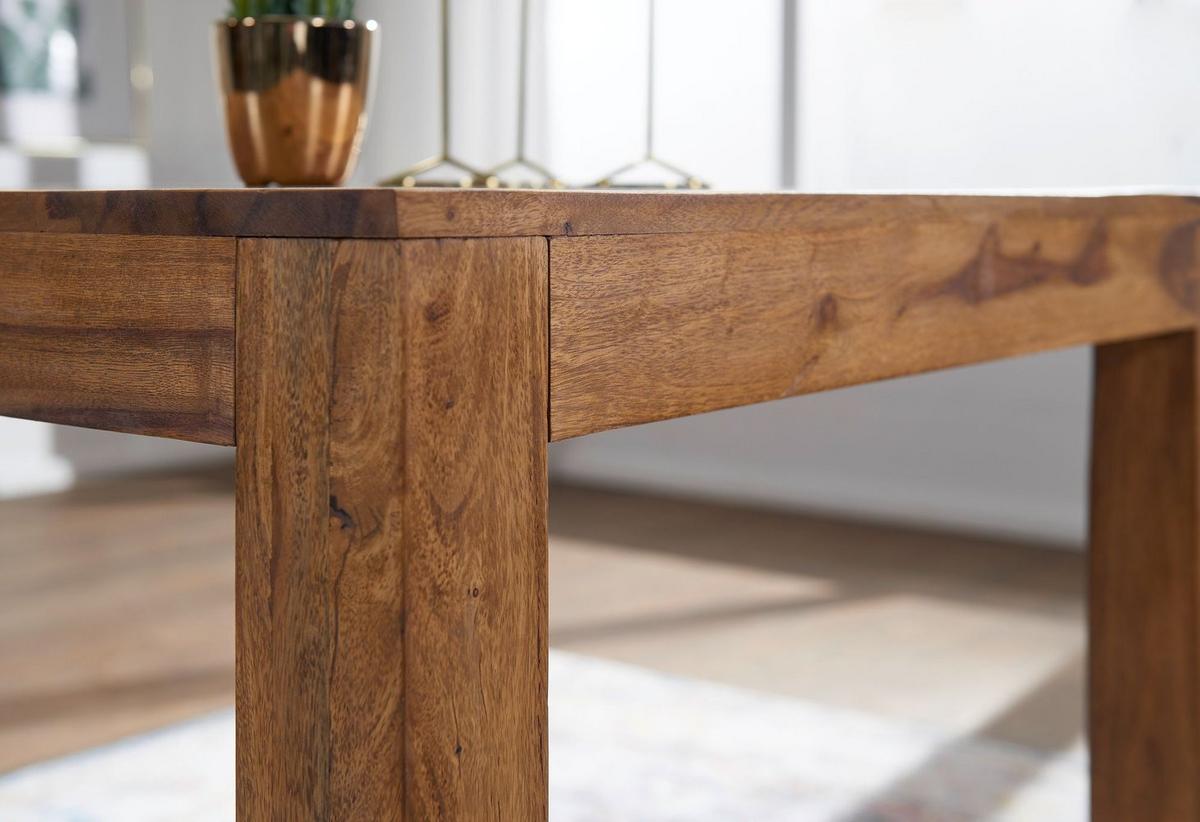 ESSTISCH Massivholz Akazie Rechteckig Handgefertigt NAKO, Braun 80x80x76 cm - Dunkelbraun/Braun, Holz (80/80/76cm) - KADIMA DESIGN