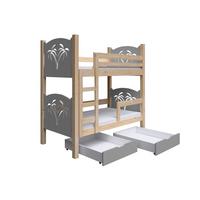 ETAGENBETT LEONE mit Bettkasten 80x180 cm Kieferfarben - Kieferfarben/Grau, Holz (80/180cm) - MASSENO