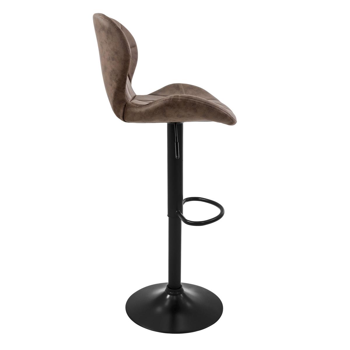 BARHOCKER 2er Set Braun aus Kunstleder drehbar/höhenverstellbar - Schwarz/Braun, Metall (41/110/47cm) - ML-DESIGN