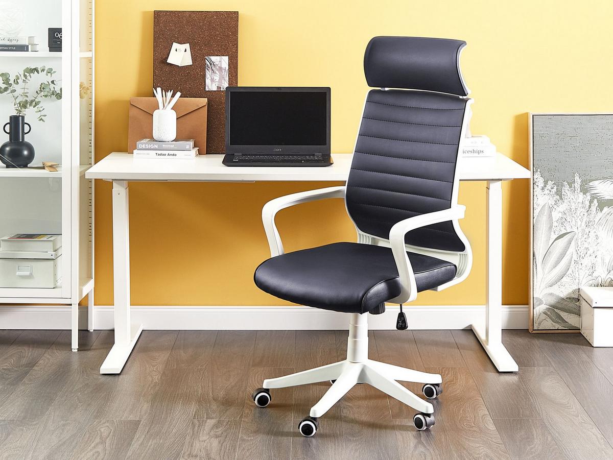 BÜROSTUHL Kunstleder Schwarz Leader - Schwarz, Kunststoff/Textil (63/114/63cm) - Beliani