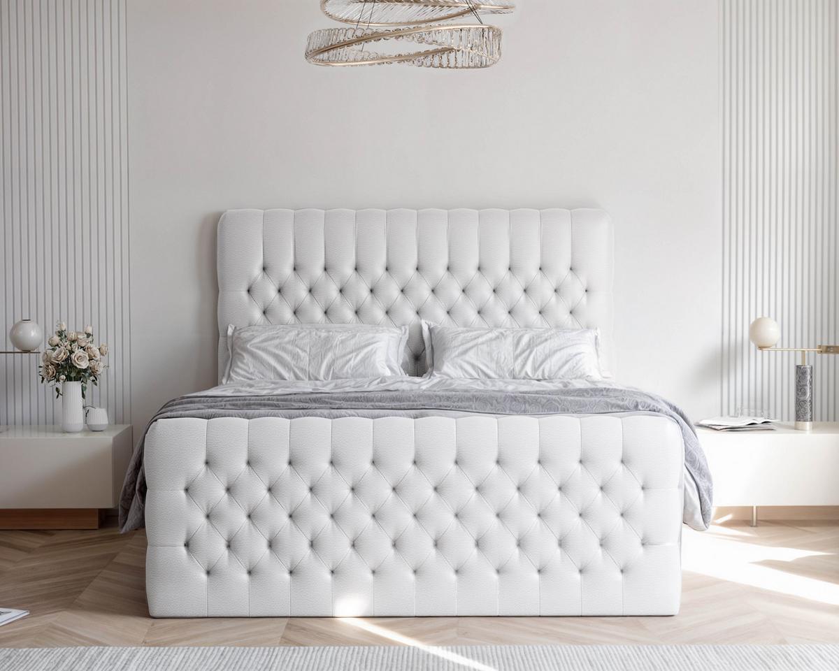 BOXBETT 140x200 cm mit Topper - Weiß, Holzwerkstoff/Textil (140/200cm) - Idohome
