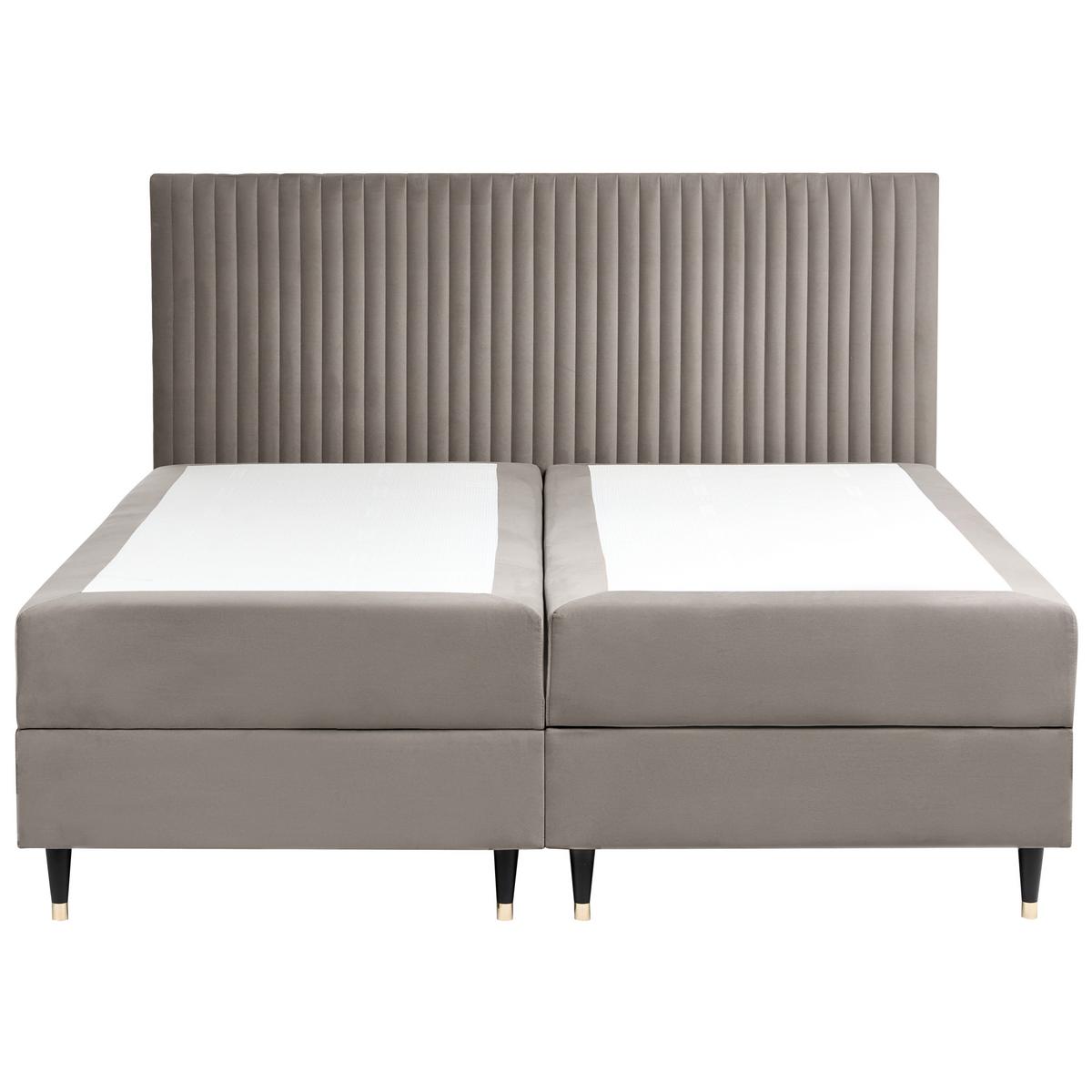BOXSPRINGBETT mit Stauraum 180/200 cm Samtstoff Taupe Dame - Taupe, Textil (180/200cm) - Beliani