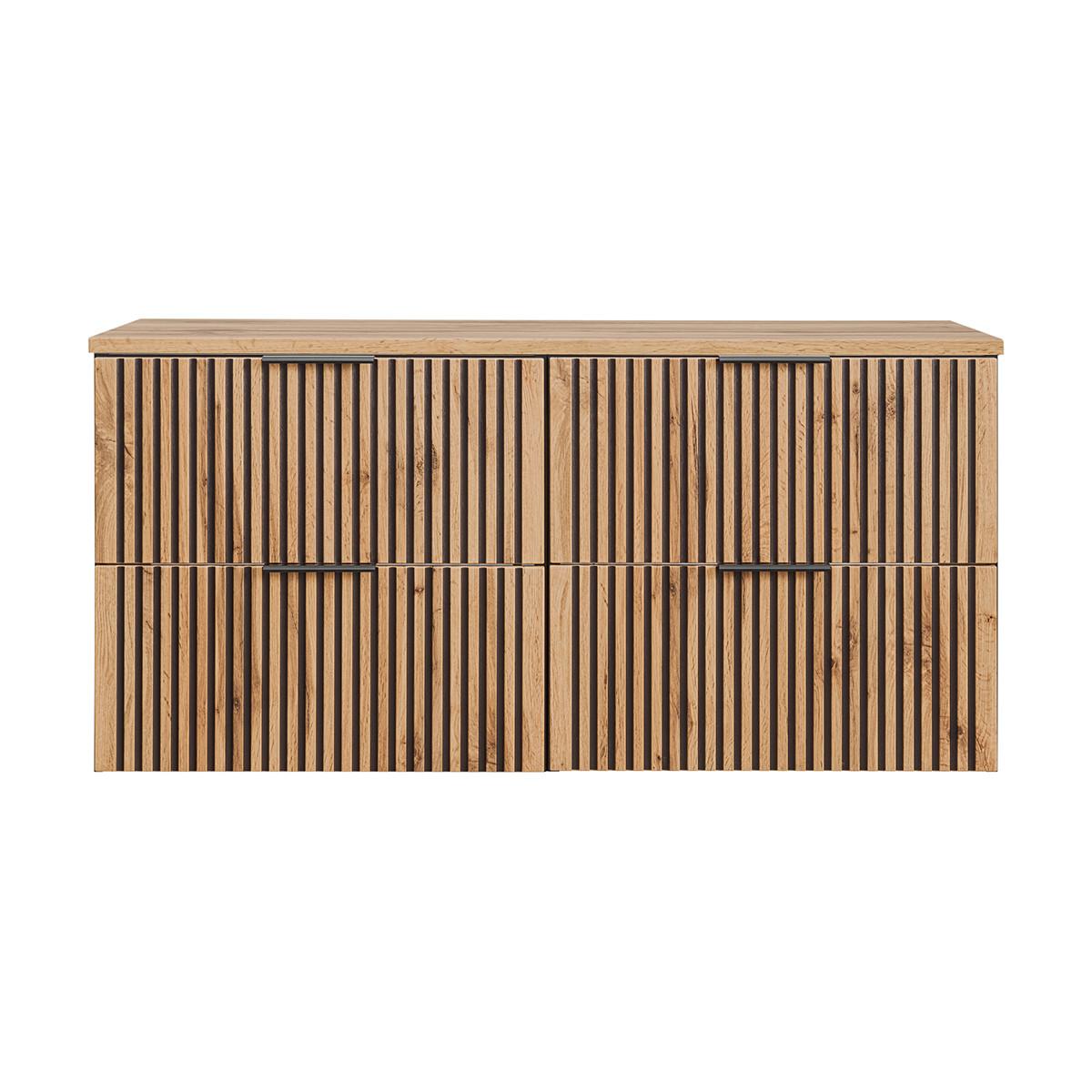 WASCHTISCHUNTERSCHRANK 120.6cm Gaia Holz in Eichenoptik und Schwarz - Schwarz, Holzwerkstoff (120.6/59/46cm) - Petits-meubles