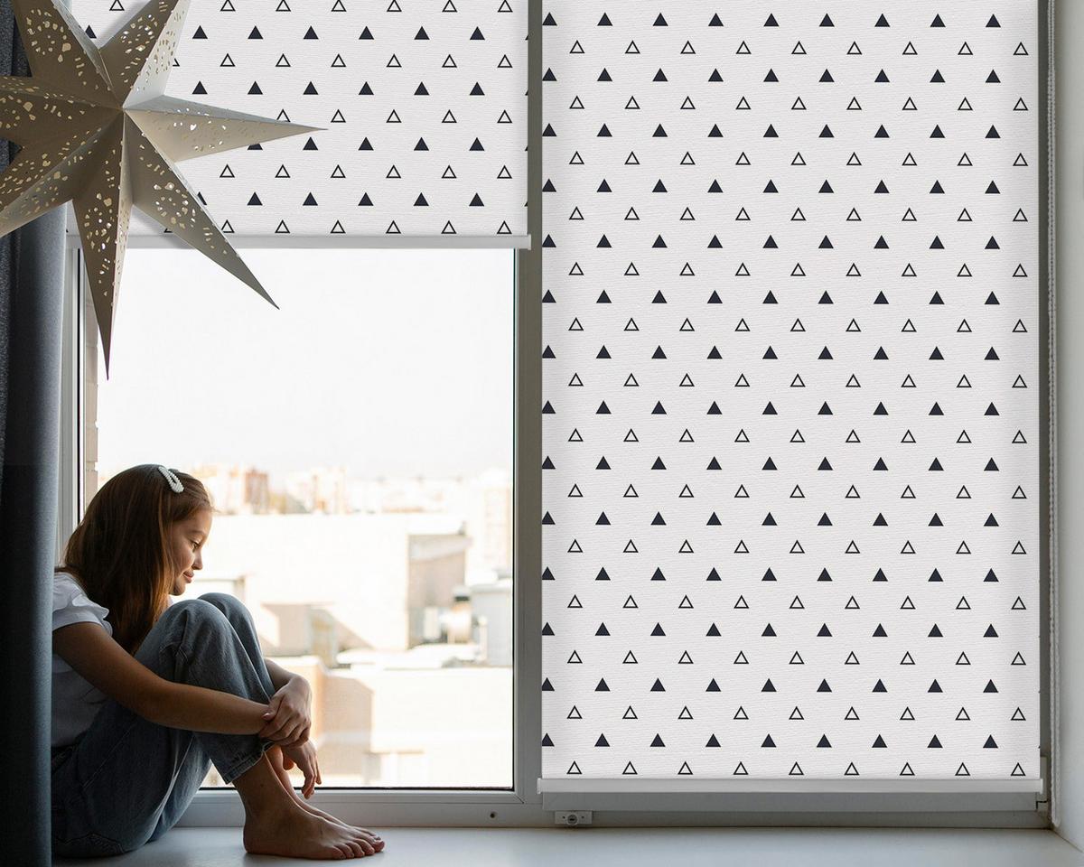 INNENROLLO - Fensterrollo - Rollo - 110x140 cm - Dreiecke - Schwarz, Kunststoff (110/140/0.5cm) - TULUP