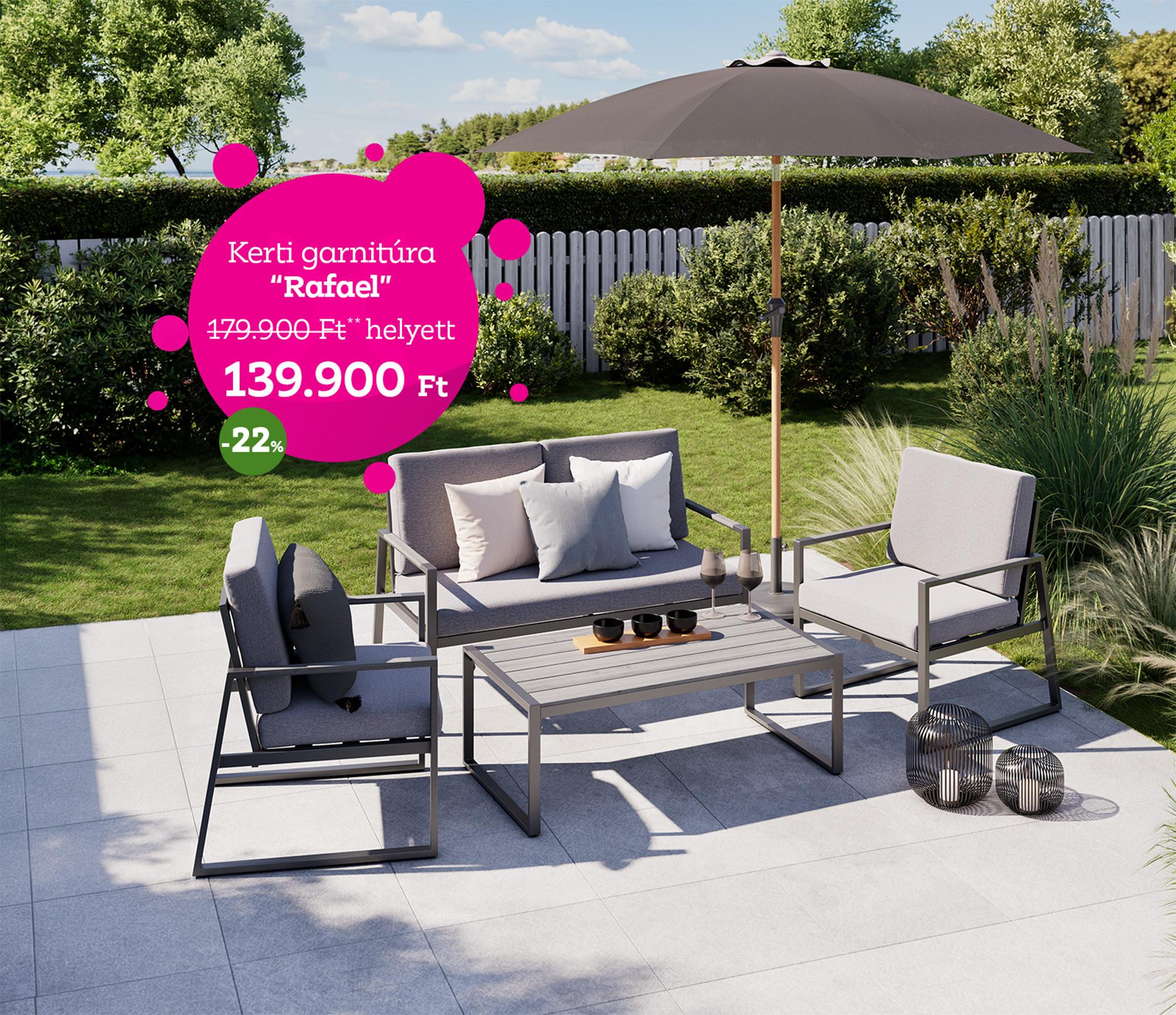 Kerti garnitúra RAFAEL 179900 Forint helyett 139900 Forint, kedvezmény mértéke: 22%