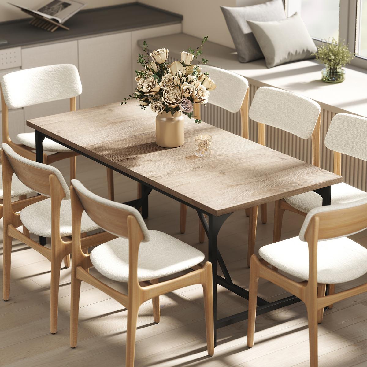 ESSTISCH aus Spanplatte 180/80/76 cm Naturholz - Schwarz/Naturfarben, Holzwerkstoff (180/80/75.5cm) - HOMCOM