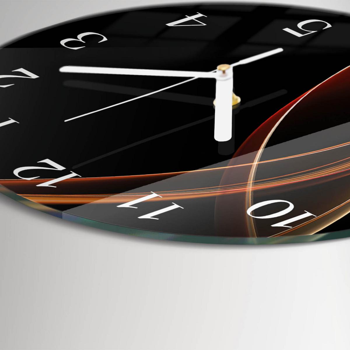 WANDUHR aus Glas Ø30 cm - Abstrakte Linien - Orange, Glas (30/30/0.4cm) - TULUP