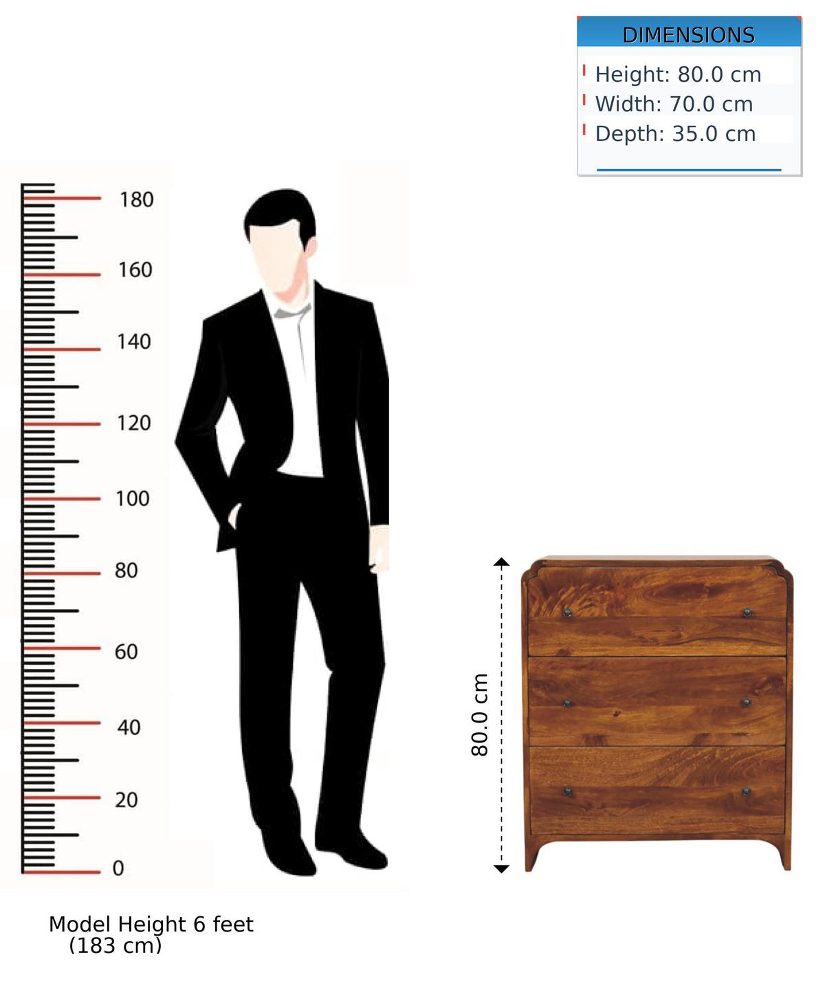 KOMMODE Newton Kastanie, 3 Schubladen, Dunkelbraun - Kastanienfarben/Messingfarben, Holz/Metall (70/80/35cm) - Artisan Furniture
