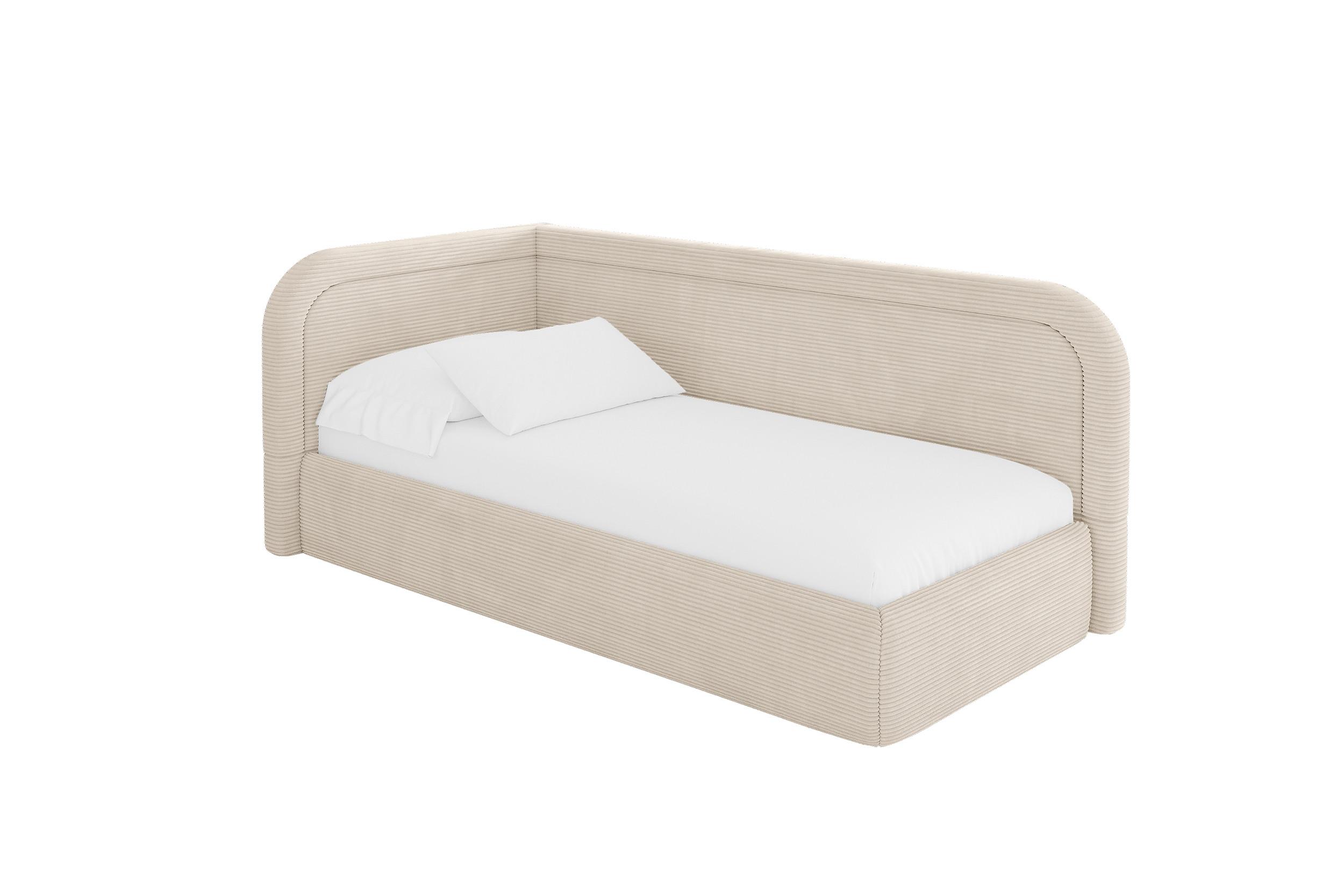 EINZELLBETT Jugendbett mit Bettkasten, Rechts - JOVY 100x200 Beige - Kaschmir, Holzwerkstoff/Textil (100/200cm) - ALTDECOR