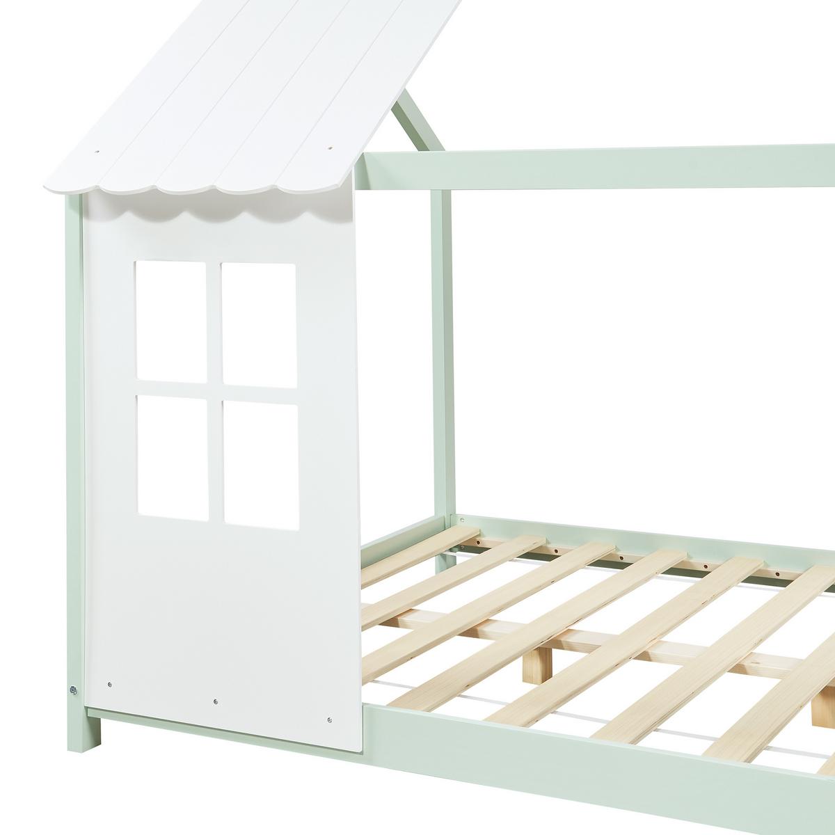 HAUSBETT Tostedt - Weiß/Mintgrün, Holz (140/200cm) - [en.casa]