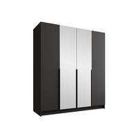 KLEIDERSCHRANK Santi II - Schwarz, Holzwerkstoff/Metall (200/215/58cm) - MIRJAN24