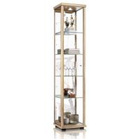 GLASVITRINE 33/37/176 cm mit Spiegel, LED, Schloss & 4 höhenverstellbaren Glasböden - Transparent/Silberfarben, Glas/Holzwerkstoff (37/176/33cm) - K-Möbel