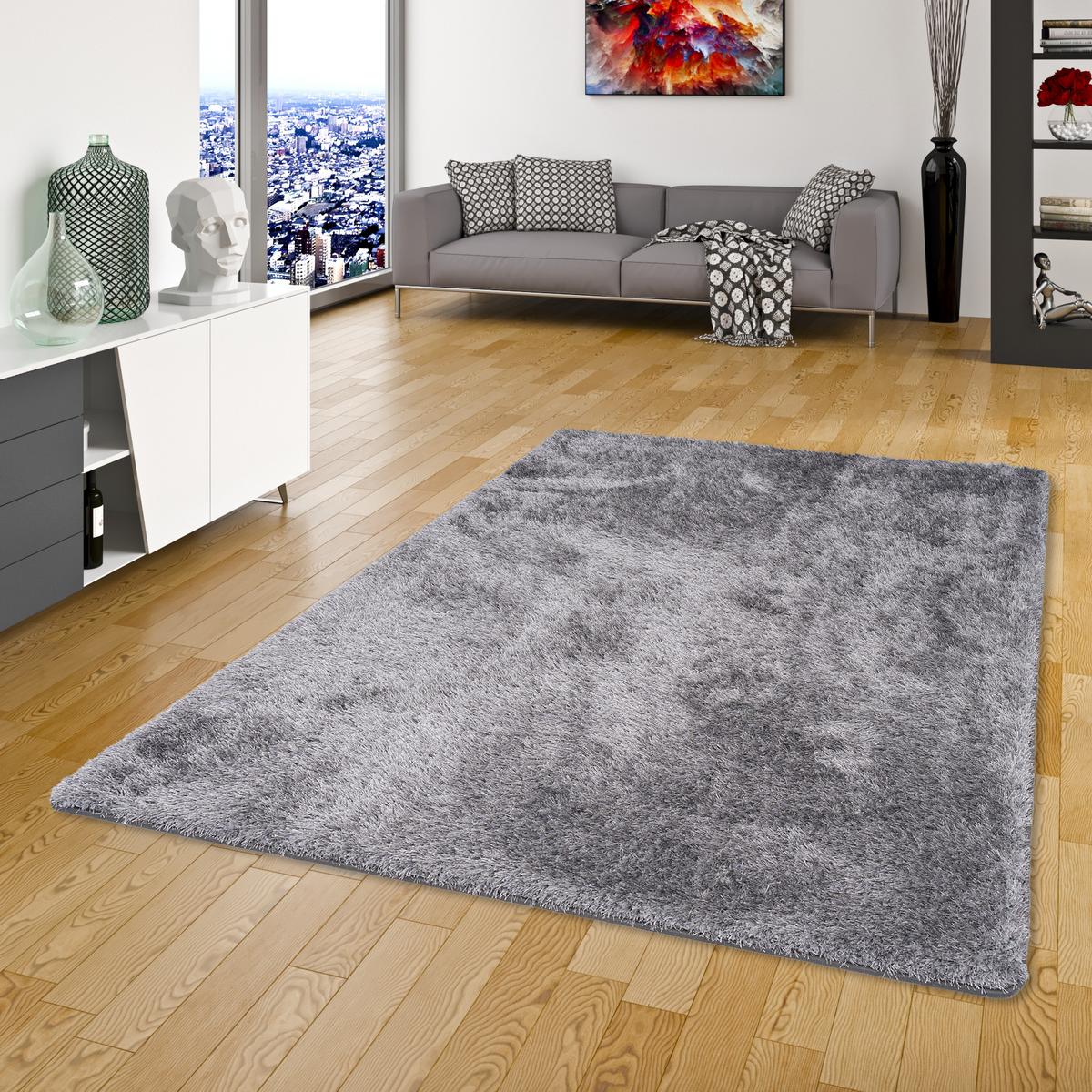 HOCHFLOR SHAGGY TEPPICH LUXUS FEELING MIX - Silberfarben, Textil (133/133cm) - Snapstyle