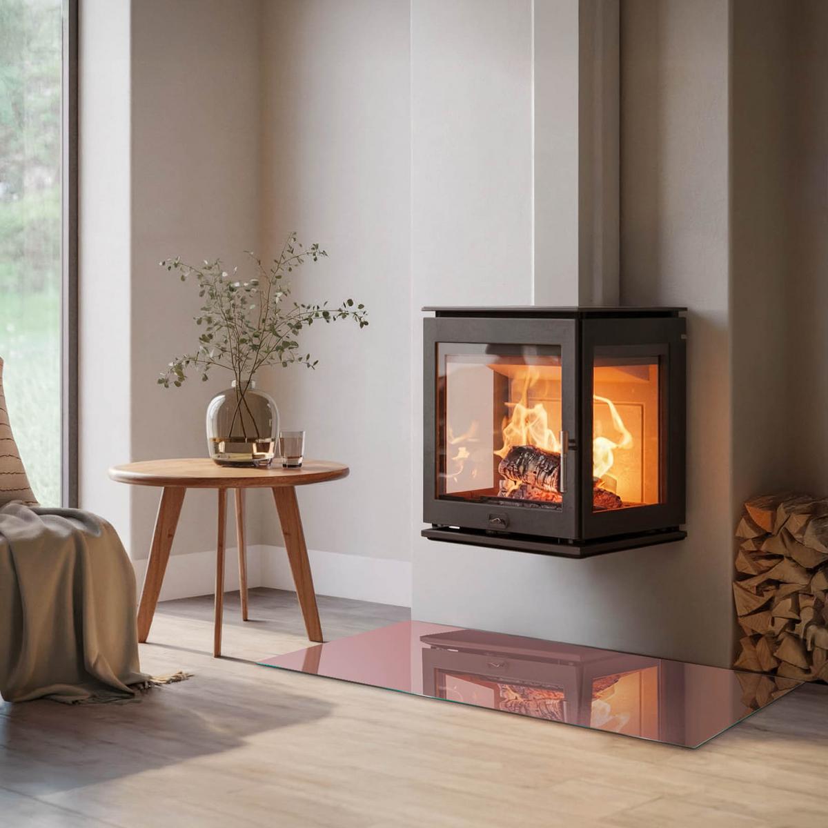 GLASPLATTE für Kamin 120x60 cm - Pink, Glas (120/60/0.4cm) - TULUP