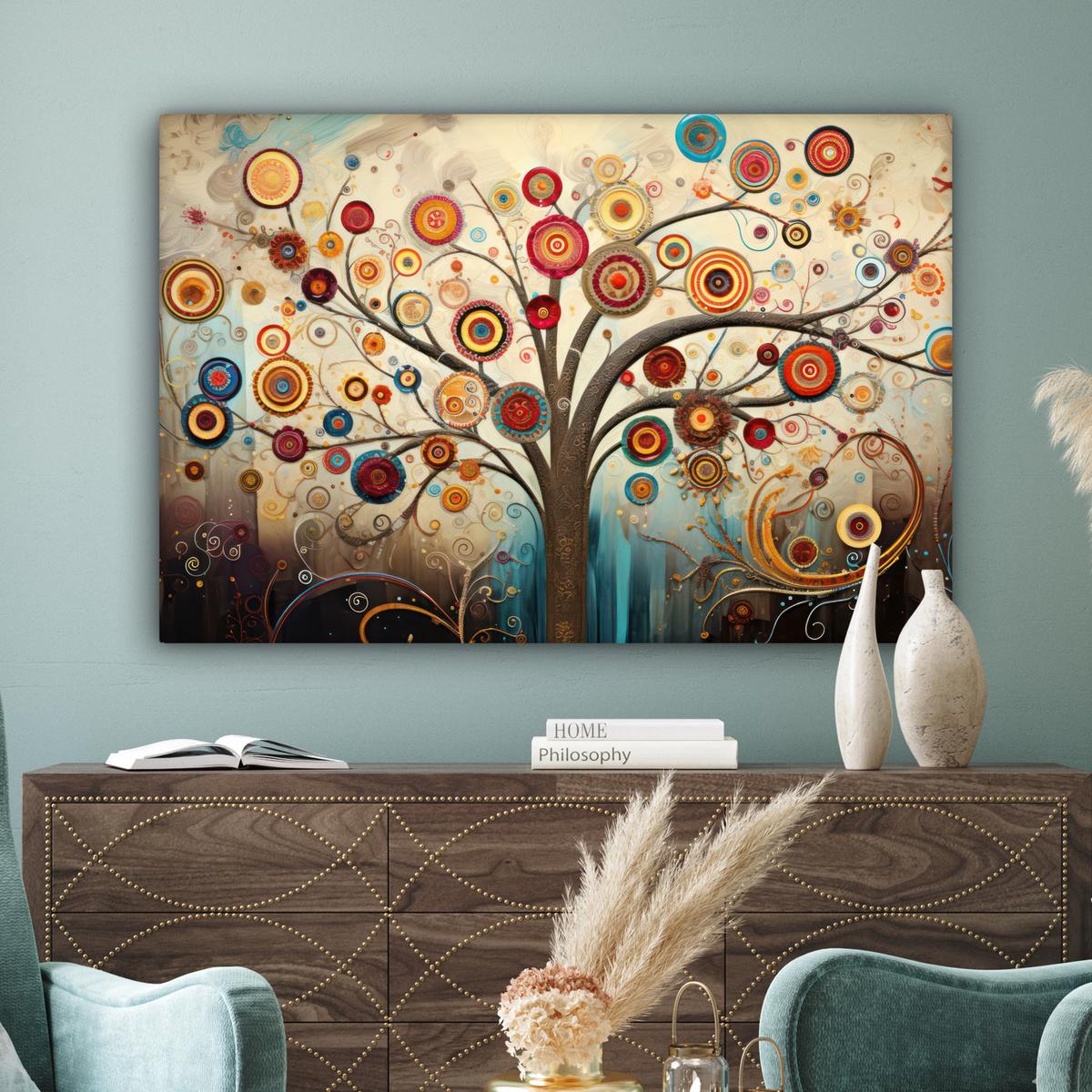LEINWANDBILD Baum - Baum des Lebens - Farbe Groß 140x90 cm - Braun, Textil (140/90cm) - MuchoWow