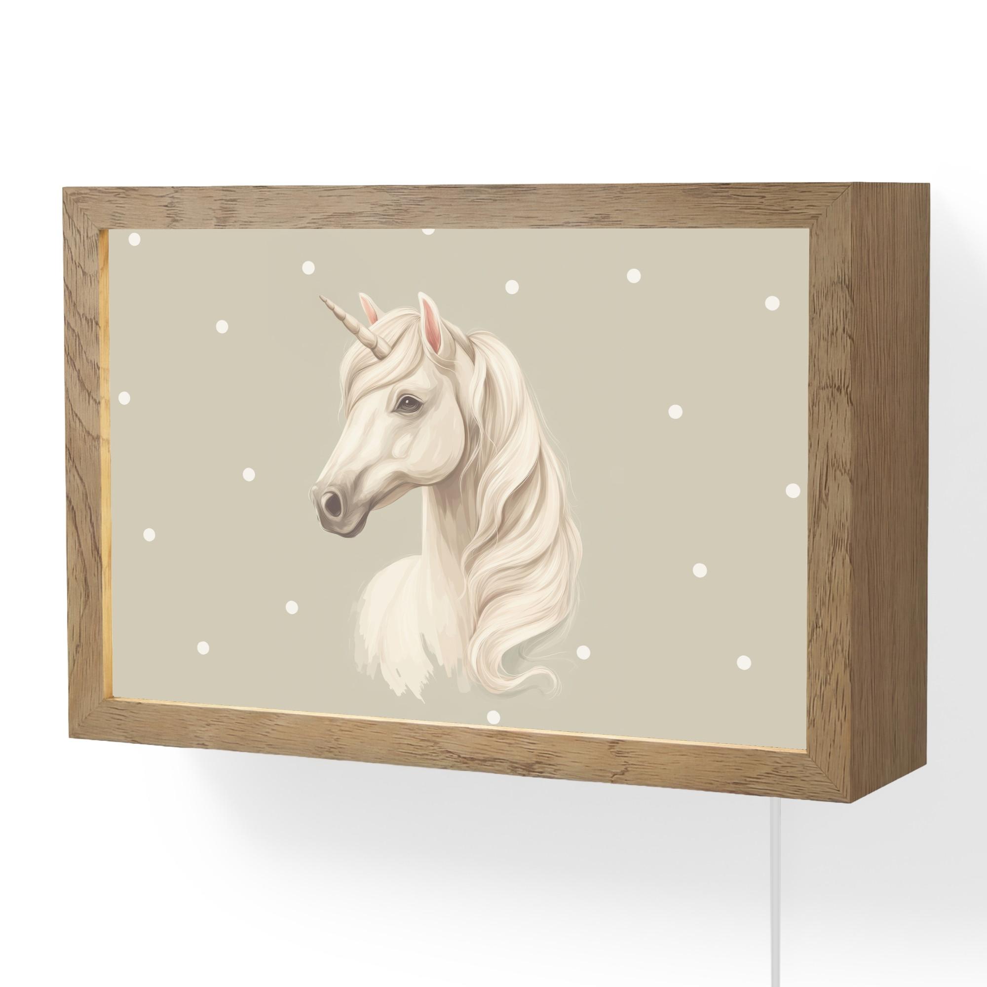 WANDLEUCHTE Einhorn - Weiß - Punkte 30x20 cm - Taupe, Holzwerkstoff (30/20/8cm) - OnlyWow