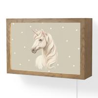 WANDLEUCHTE Einhorn - Weiß - Punkte 30x20 cm - Taupe, Holzwerkstoff (30/20/8cm) - OnlyWow
