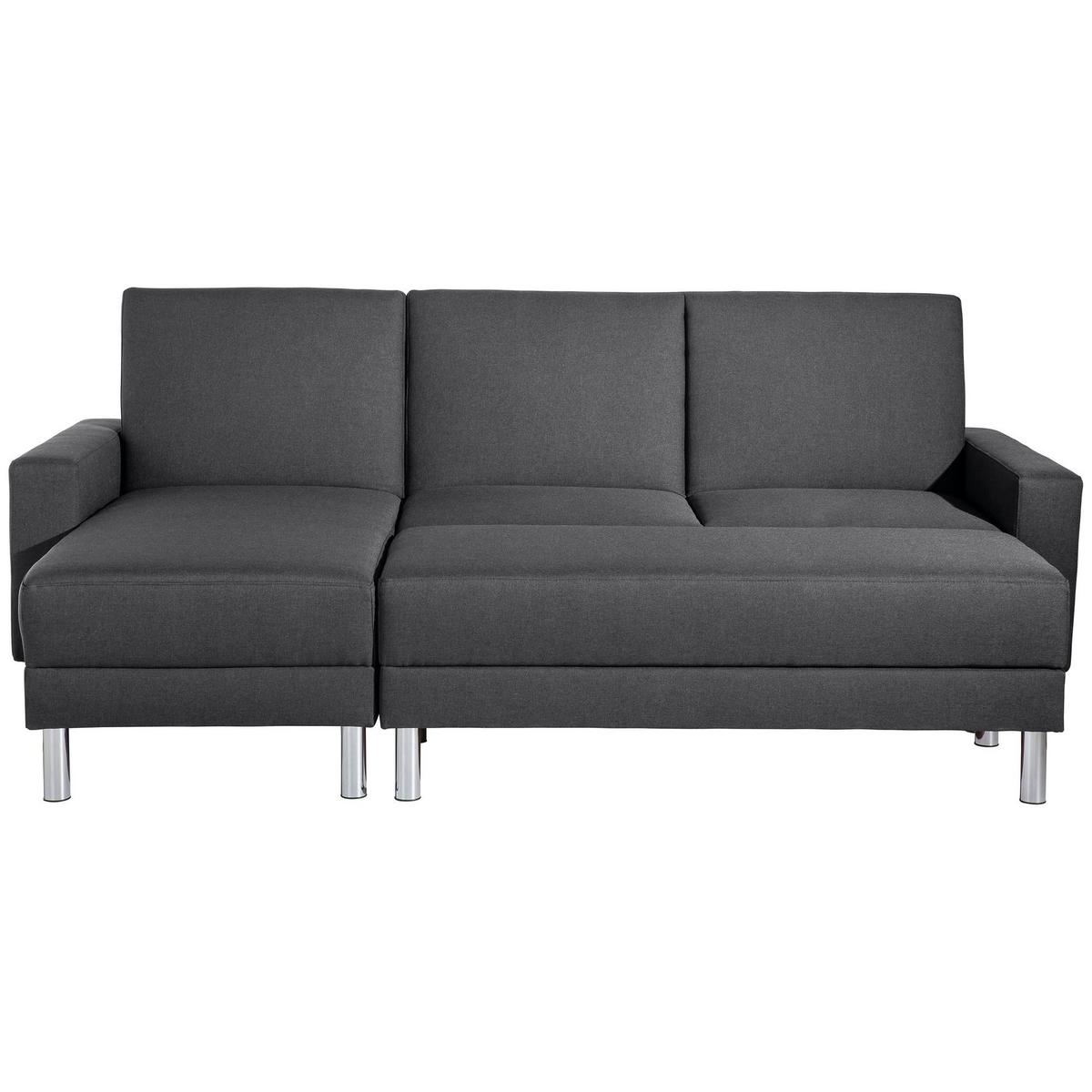 FUNKTIONSSOFA mit Hocker Katryna Flachgewebe graphit - Graphitfarben, Kunststoff (144/92/230cm) - 58aufmkessel