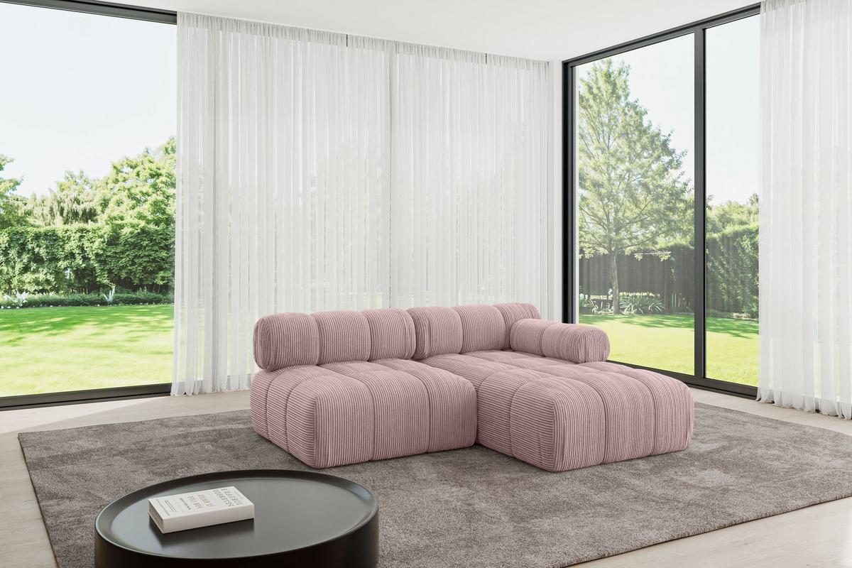 ECKSOFA modulares Sofa Razon-L1 - 190x160x70 cm Rosa Cord - Rosa, Holzwerkstoff/Textil (190/160cm) - ALTDECOR