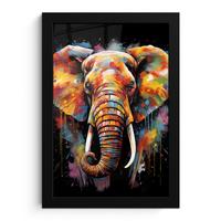 POSTER MIT RAHMEN Elefant - Graffiti - Schwarz - Tiere - Farben Poster 20x30 cm - Schwarz, Papier (20/30cm) - MuchoWow