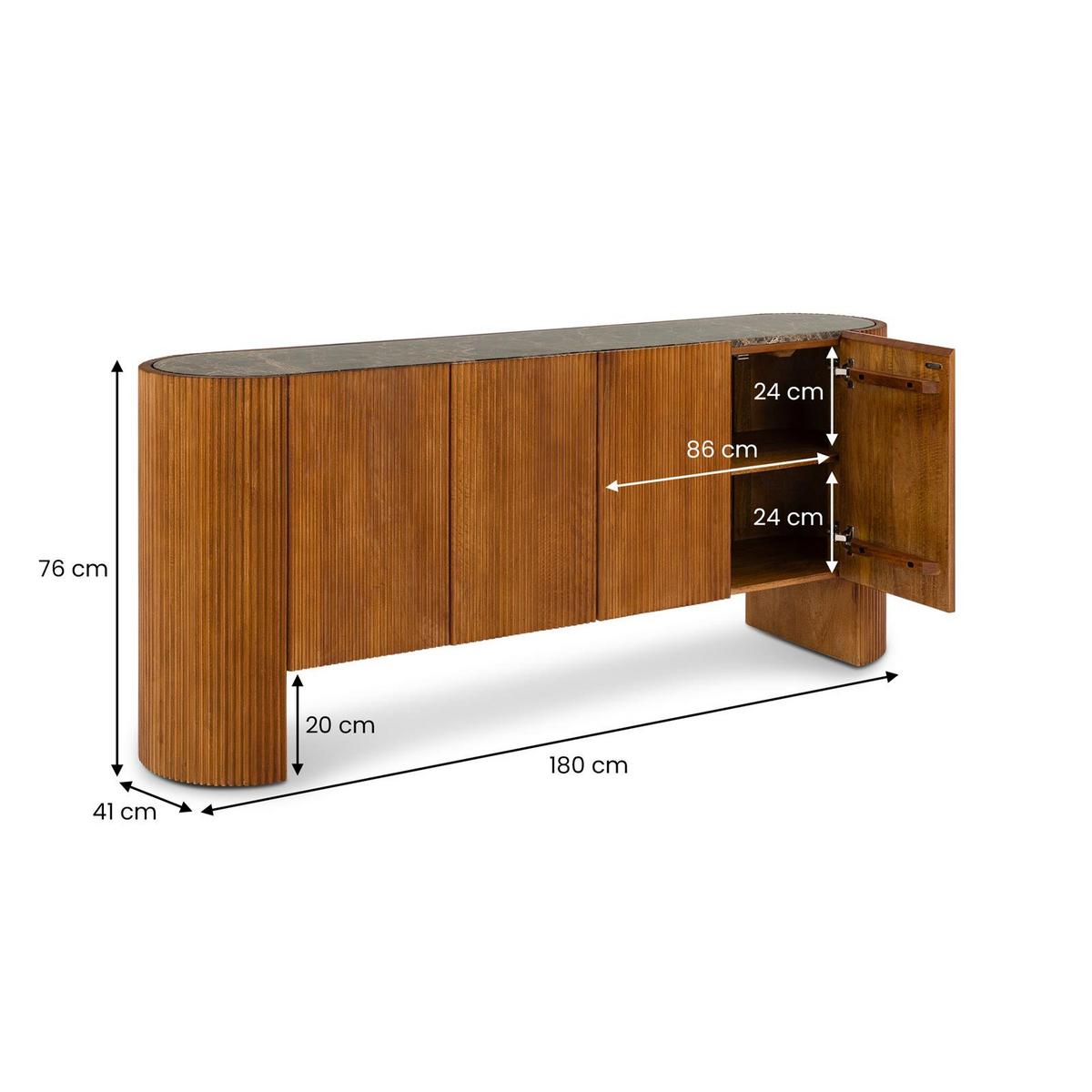 SIDEBOARD TABORA braun, dunkelbraun - Braun, Stein (180/76/40cm) - IDIMEX