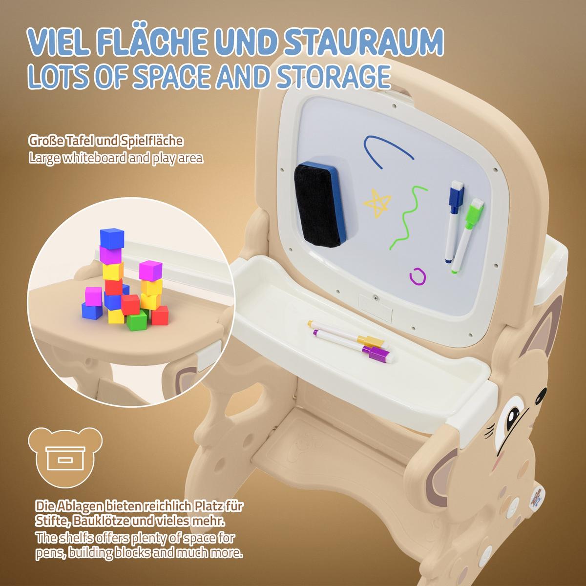 KINDER MALTISCH Braun mit Hocker - Braun, Kunststoff (41/76/45cm) - Joyz
