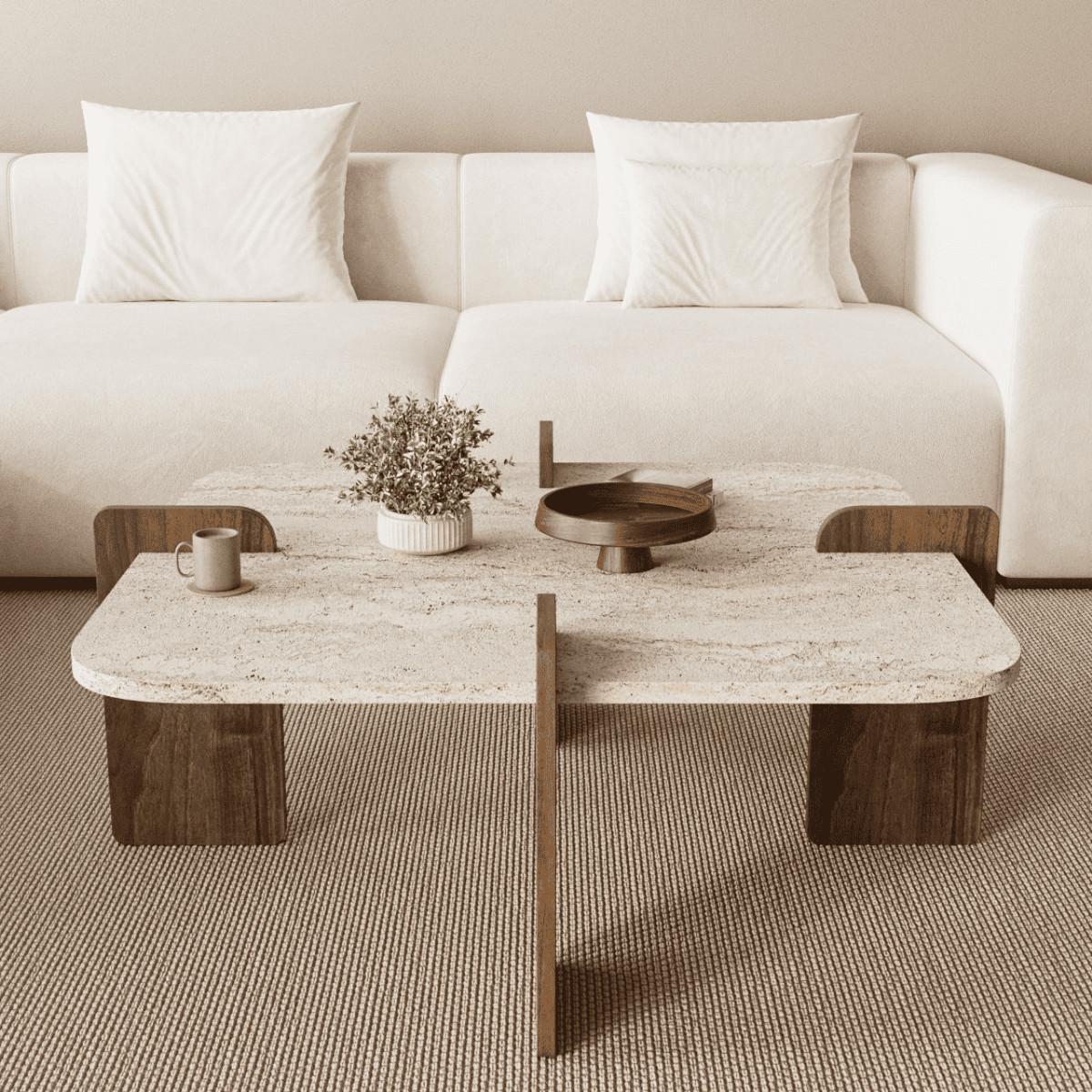 COUCHTISCH mit asymmetrischen Beinen 90/90/35 cm - Eichefarben, Holzwerkstoff (8/90/35cm) - Calicosy