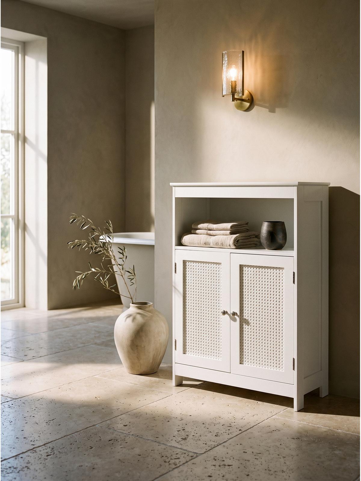 BADSCHRANK ADOUR, MDF, mit Stauraum, Weiß, 60 x 28 x 80 cm - Weiß, Holzwerkstoff/Metall (60/80/28cm) - KADIMA DESIGN