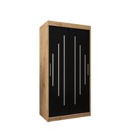 SCHWEBETÜRENSCHRANK 200/100/62 2-türig - Silberfarben/Schwarz, Holz/Kunststoff (100/200/62cm) - Abiks Möbel