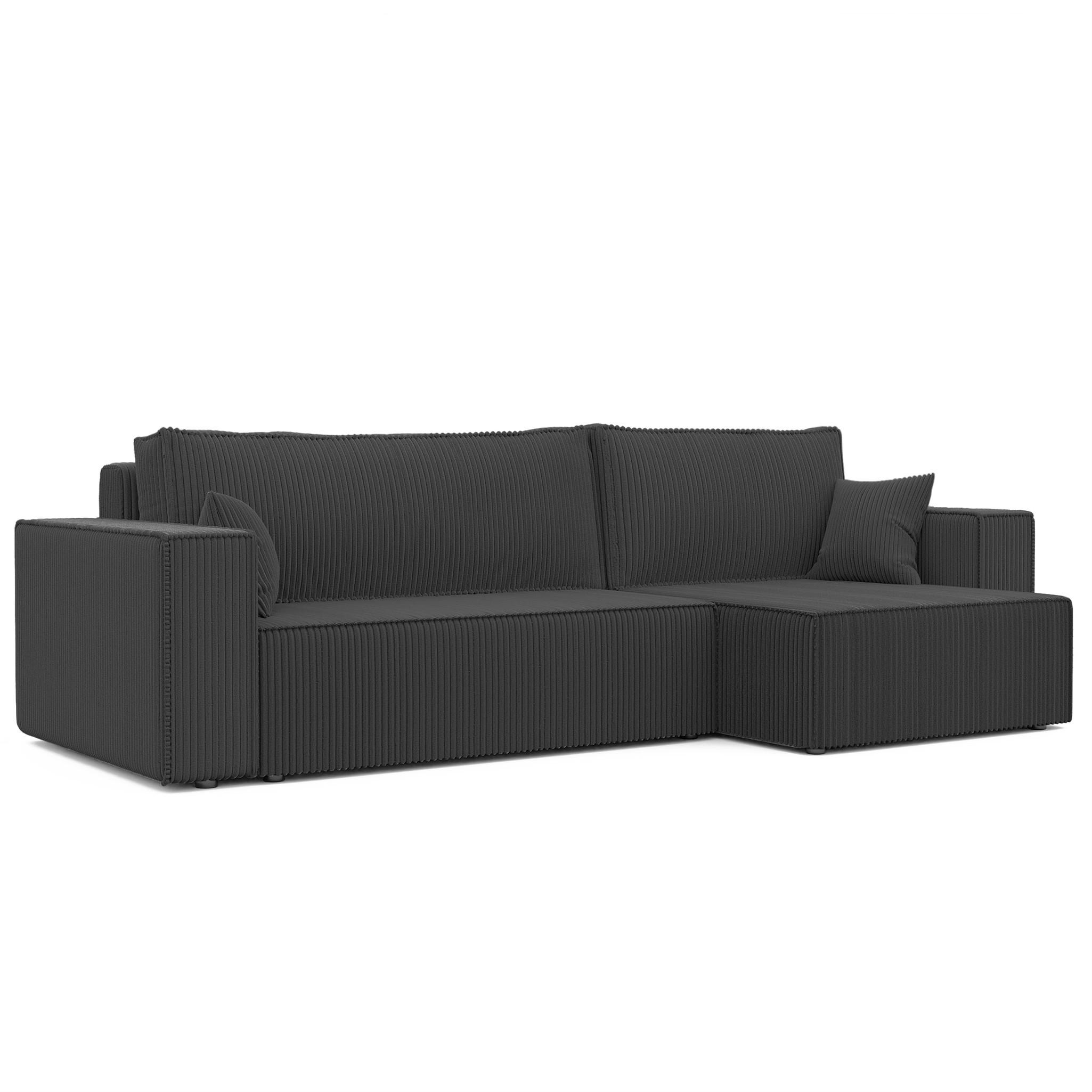 ECKSOFA Adara Max Mit Schlaffunktion - Schwarz, Holzwerkstoff/Textil (145/276cm) - Fun Möbel