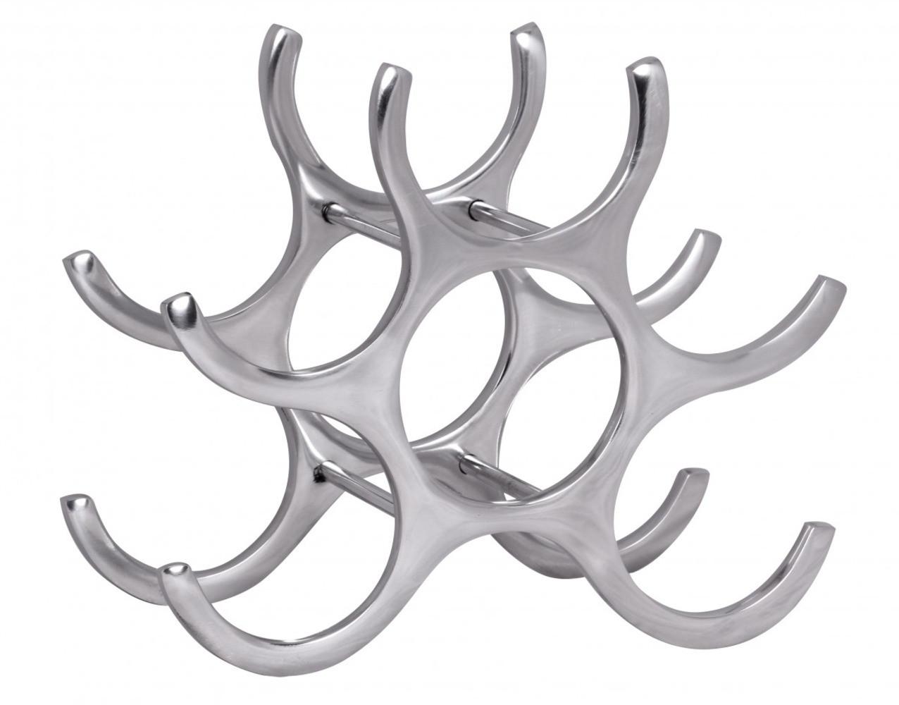 WEINREGAL Aluminium Modern Stil für 6 Flaschen platzsparend 24x29x14cm - Silberfarben, Metall (29/24/14cm) - KADIMA DESIGN