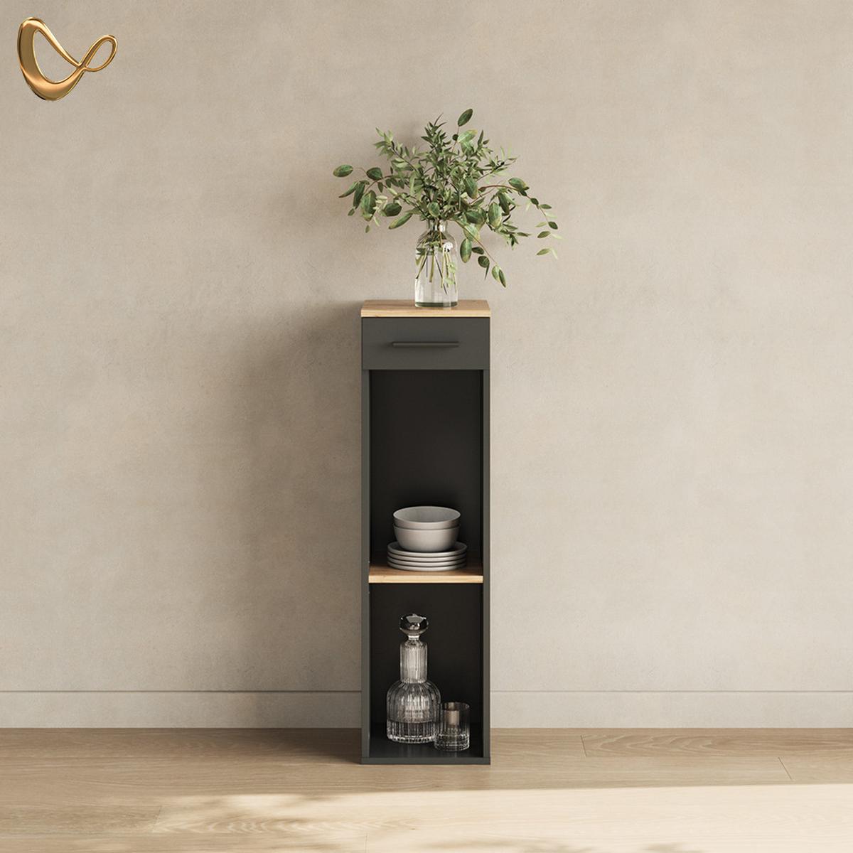 WEINREGAL Regusa Goldkraft Eiche/Anthrazit 30 x 106 cm - Honigeiche/Anthrazit, Holzwerkstoff (30/106/34.5cm) - Livinity®