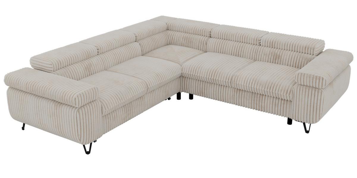 ECKSOFA QUADRO L - Beige Cord - Rechts Seite - Beige/Creme, Textil/Metall (269/269cm) - MKS