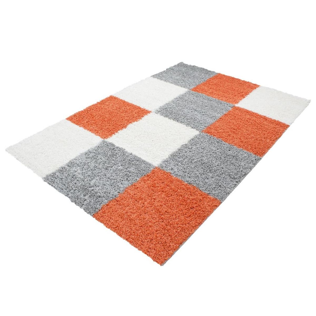 HOCHFLORTEPPICH RHEIN, kariert, Terrakotta, 160 x 230 cm - Orange, Textil (230/160cm) - KADIMA DESIGN