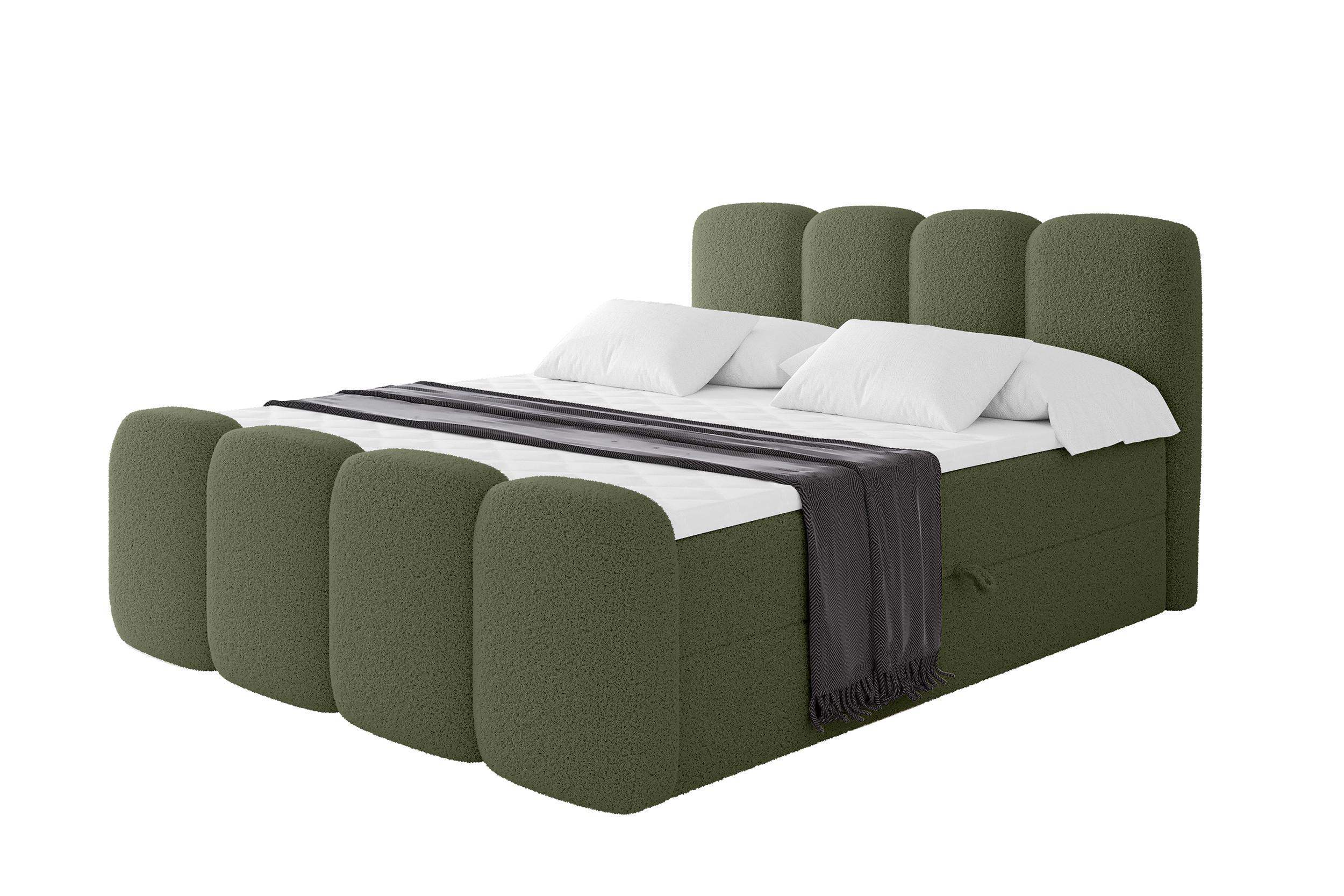 BOXBETT mit Matratze H3 - NINA-Z - 200x200 cm Grün - Dunkelgrün, Holzwerkstoff (200/200cm) - ALTDECOR