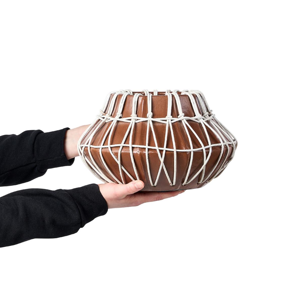 DEKOVASE Terrakotta braun Kluet - Braun, Stein (22cm) - Beliani