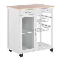 SERVIERWAGEN Weiß Boves - Weiß/Braun, Holzwerkstoff/Kunststoff (76/88/48cm) - Beliani