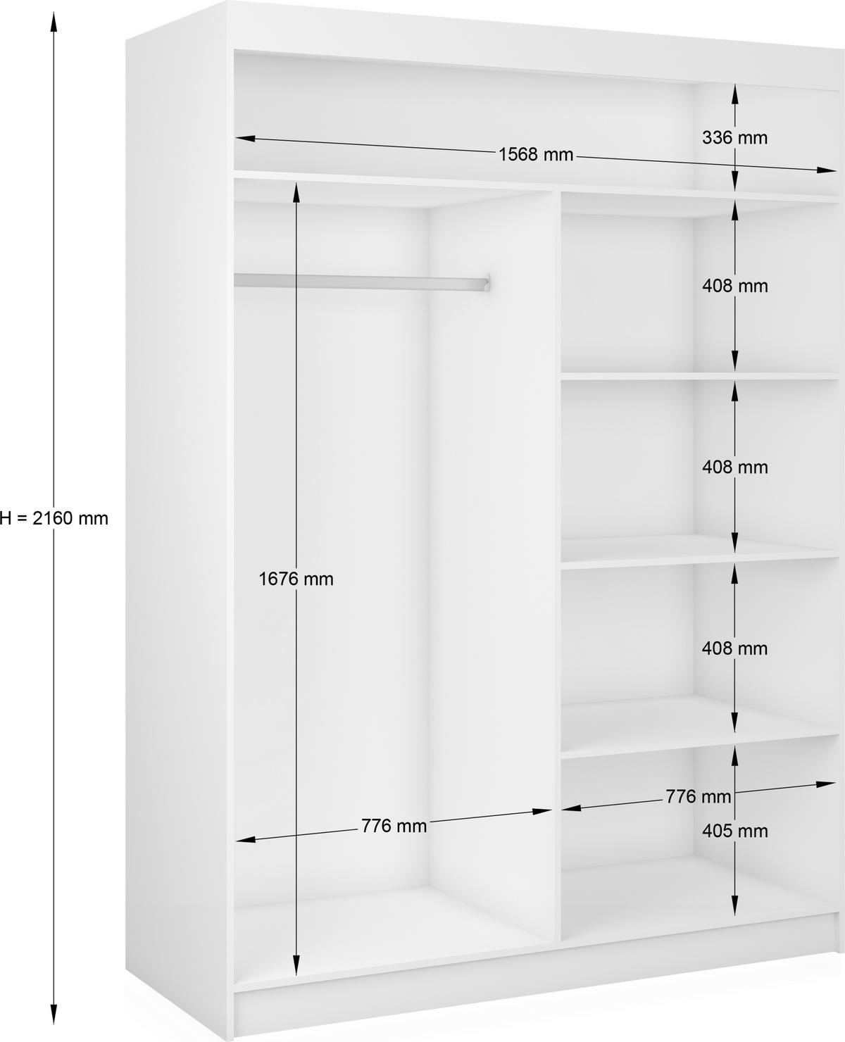 SCHWEBETÜRENSCHRANK Cabinio Eiche Artisan Schwarz 160/216/61 cm – Modern, mit Lamellen - Walnussfarben/Schwarz, Holzwerkstoff/Kunststoff (160/216.1/61cm) - AX Living