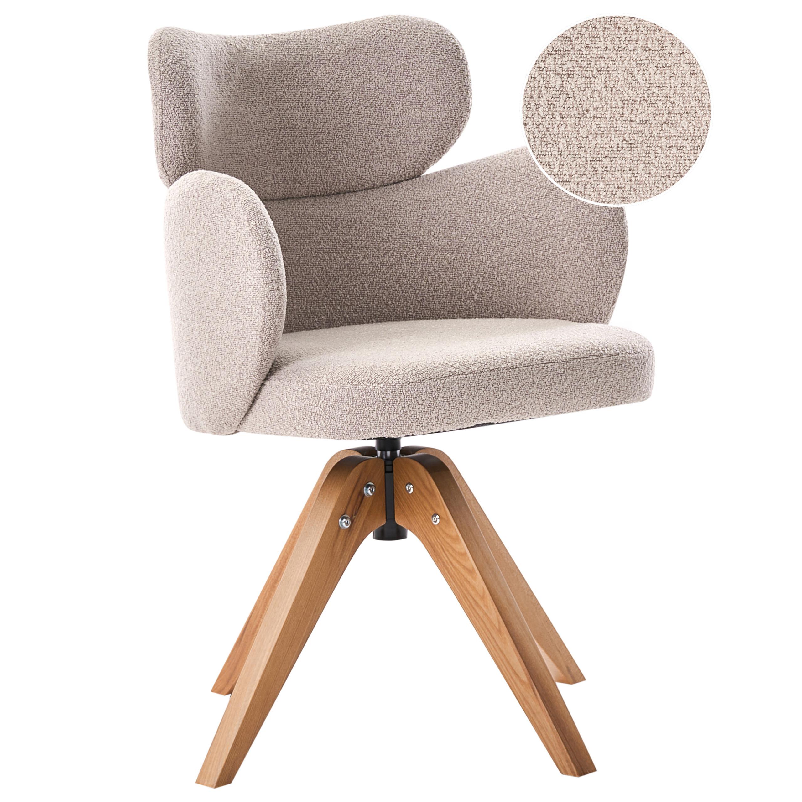 ESSZIMMERSTUHL drehbar Bouclé Beige Marcy - Beige, Textil (60/85/66cm) - Beliani