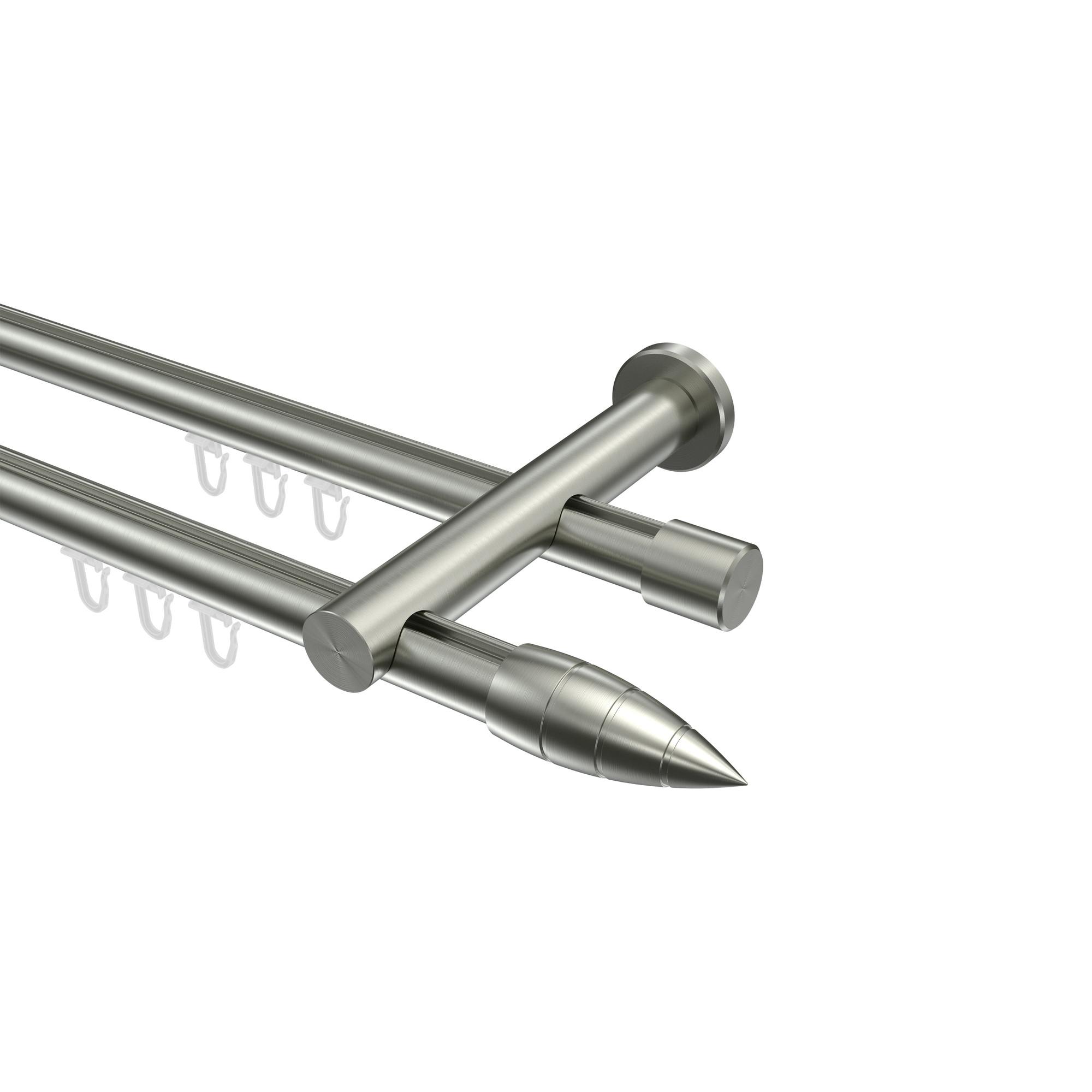 GARDINENSTANGE INNENLAUF Platon Samanto 320 cm (geteilt in 2 x 160 cm), 2-läufig, 20 mm Ø Edelstahl-Optik - Edelstahlfarben, Metall (320cm) - INTERDECO