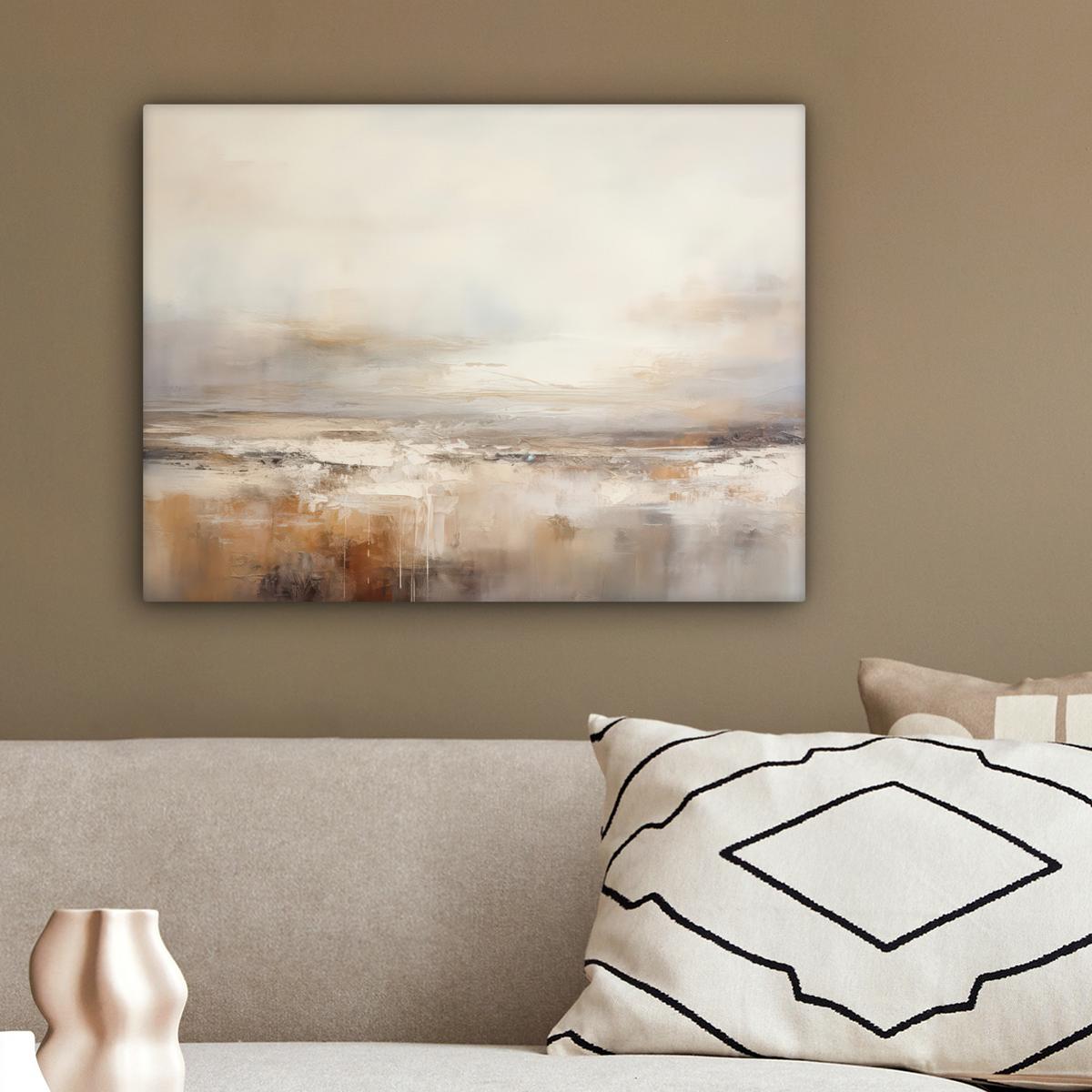 LEINWANDBILD Kunst - Industriell - Grau - Braun - Abstrakt Wandbild 40x30 cm - Sandfarben, Textil (40/30cm) - MuchoWow