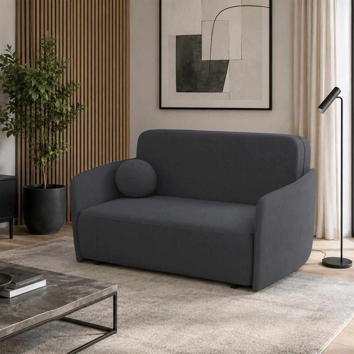 SCHLAFSOFA Paxi 165 cm - Dunkelgrau/Schwarz, Textil/Metall (165/84/106cm) - Selsey