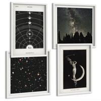 BILDER SET 4er Set - 50x50 cm & 40x60 cm Weißer Rahmen - Galaxie im Sonnensystem - Weiß, Kunststoff (50/50cm) - TULUP