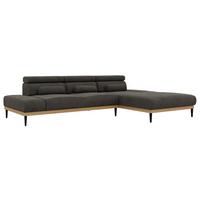 ECKSOFA PAVERO L - Dunkelgrau Velvet - Rechts Seite - Dunkelgrau/Schwarz, Textil/Metall (316/205cm) - MKS