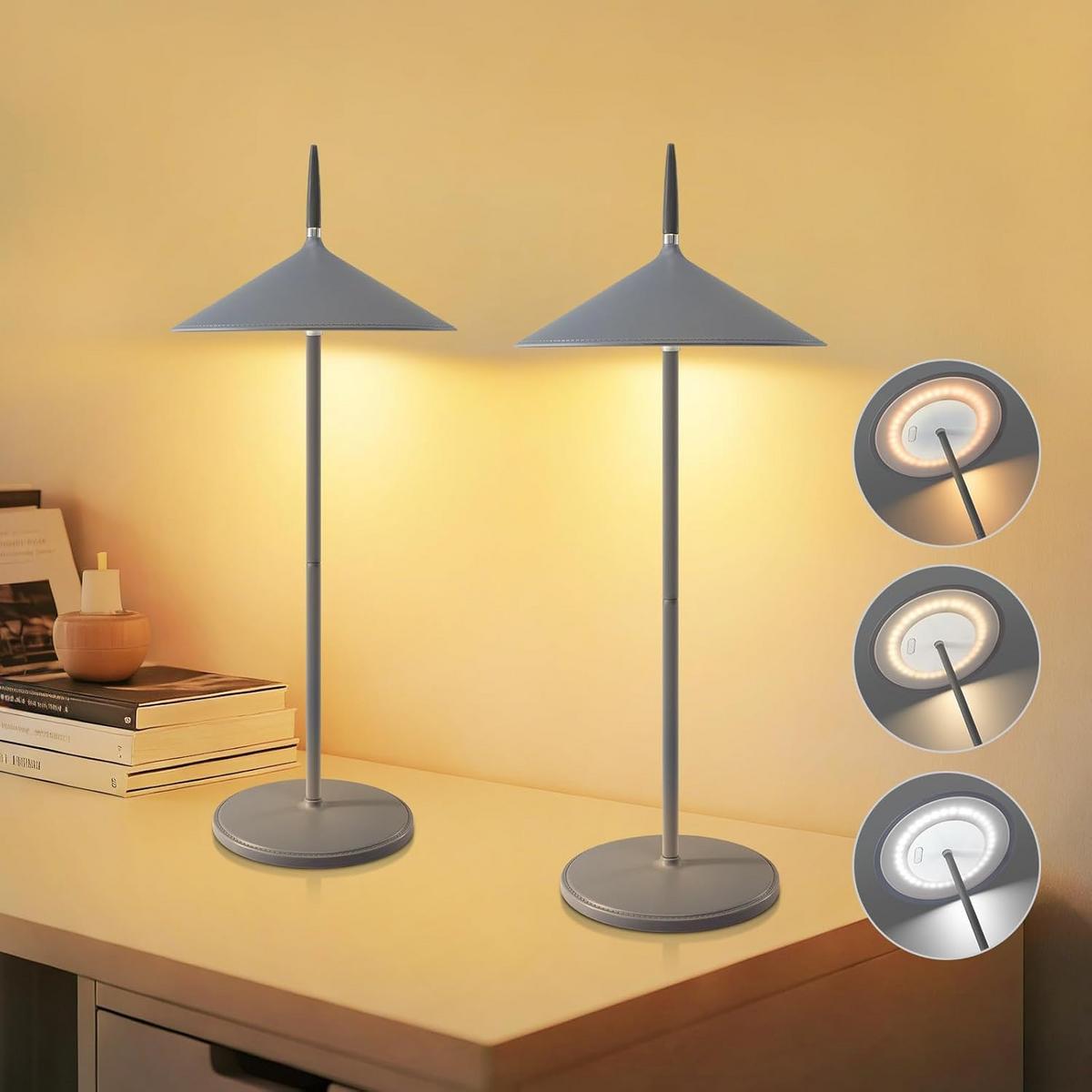 TISCHLEUCHTE Funkelich 15.4/11.5/37.6 cm（2er-set） - Dunkelgrau, Kunststoff/Metall (15.4/11.5/37.6cm) - ZMH