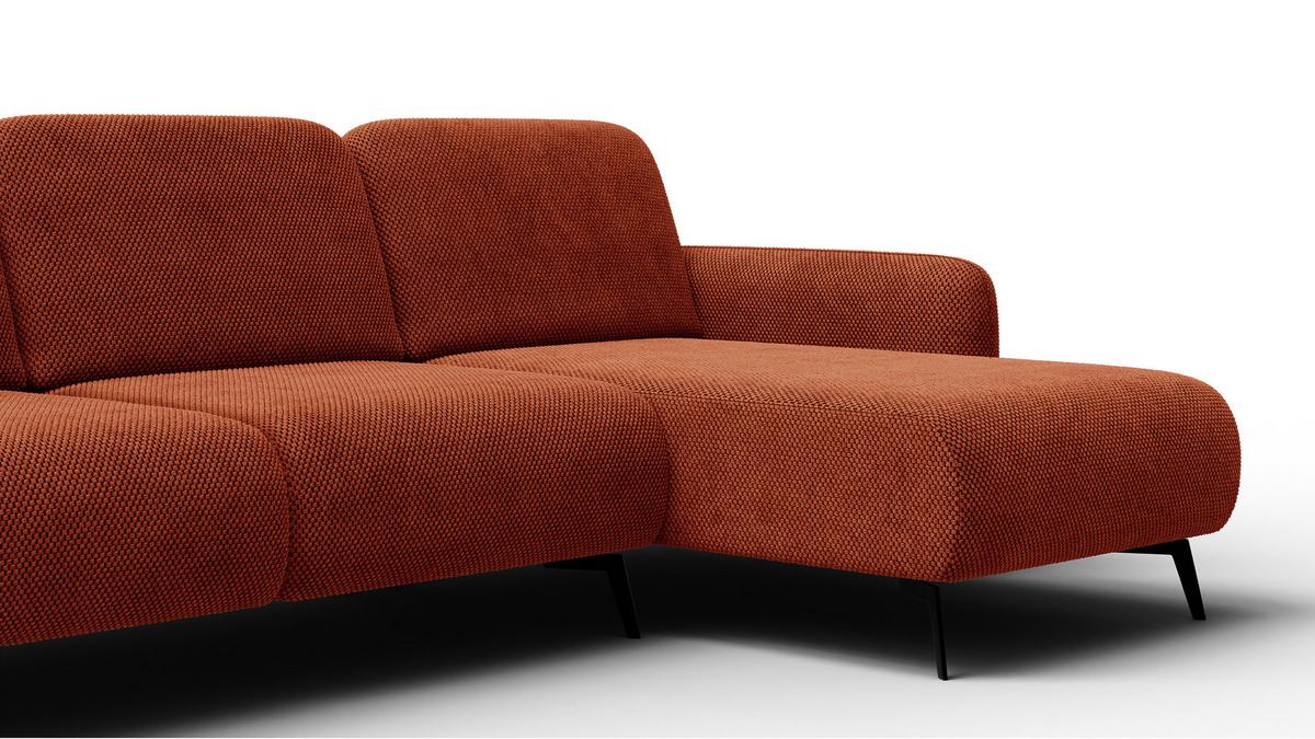 ECKSOFA FEBE 4-Sitzer rechts, dunkelorange - Dunkelorange/Schwarz, Holz/Textil (264/157cm) - Wozimo