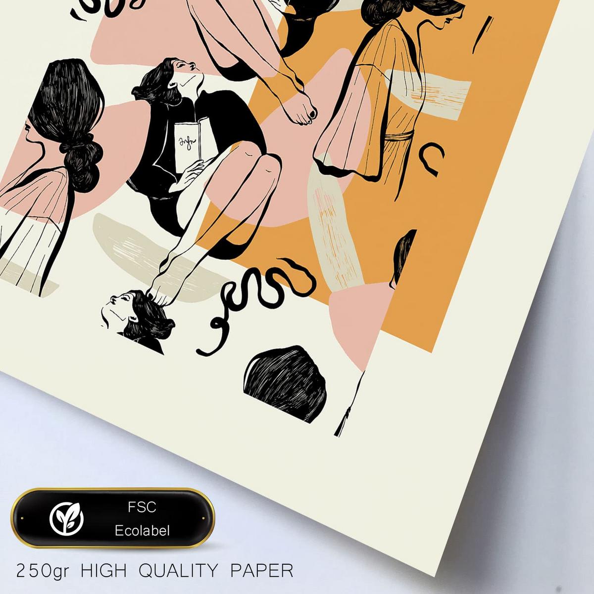 POSTER Set Mit 6 In Schwarzer Tinte Freiheit A3 & A4 Rahmenlos - Klar, Papier (29/3cm) - Nacnic