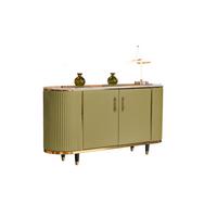 SIDEBOARD MARIA Grün Marmor, Kunstleder - Schwarz/Olivgrün, Stein/Metall (150/76/40cm) - KAWOLA